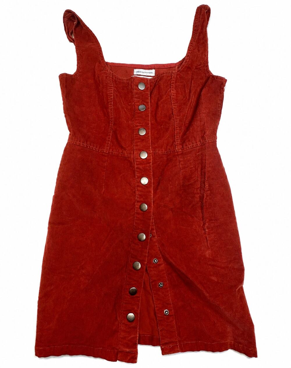 Urban Outfitters Corduroy Button Down Mini Dress Size 4 Rust Orange Y2K